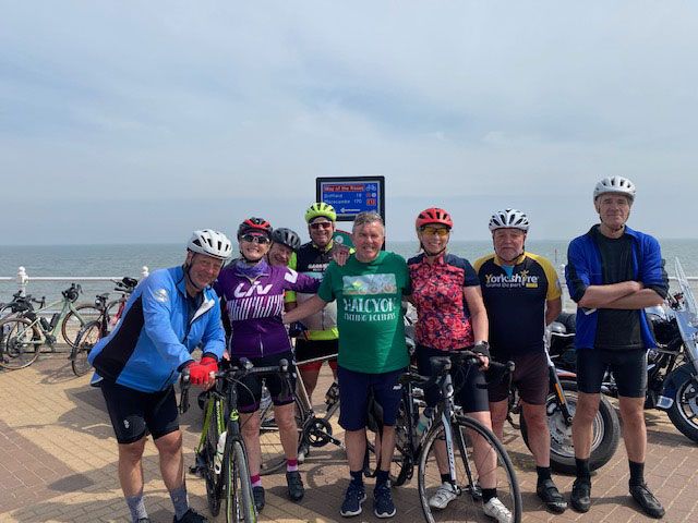 An image of a group of 8 of people on their bikes from one of our Halcyon Cycling Holiday trips.